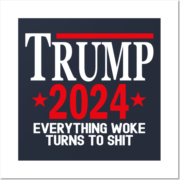 Trump 2024 Everything Woke Turns To Shit Wall Art by Etopix